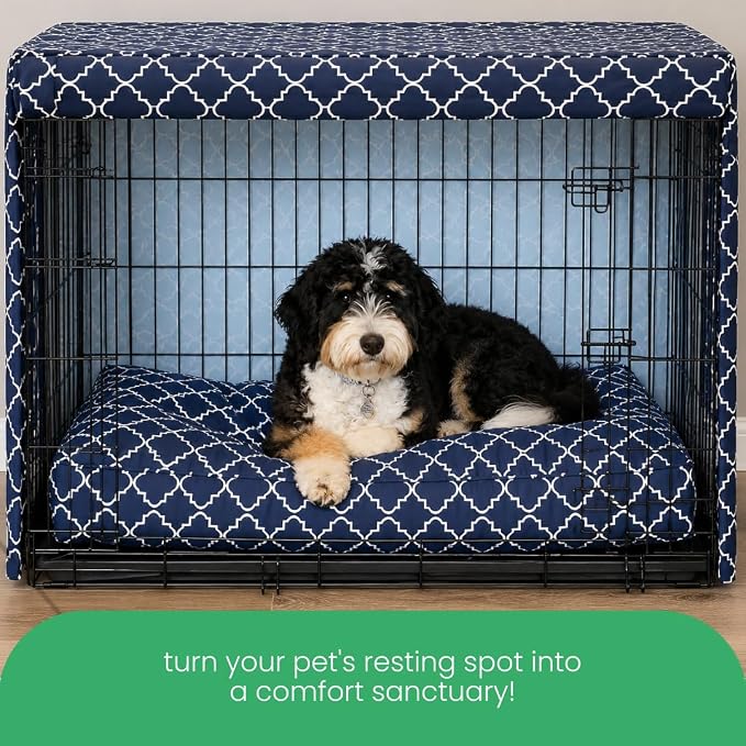 Molly Mutt Romeo & Juliet Dog Crate Cover, 100% Cotton Canvas Cover with 2 Roll-Up Panels, Ideal for Dog or Cat Crate, Durable, Washable, and Free of Harmful Chemicals, 42" x 28" x 31"