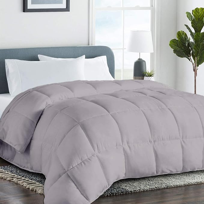 All Season Hypoallergenic Luxurious Down Alternative Cotton Comforter, Ultra-Soft 750 Fill-Power Palatial King Size Measure 98" x 120", Silver