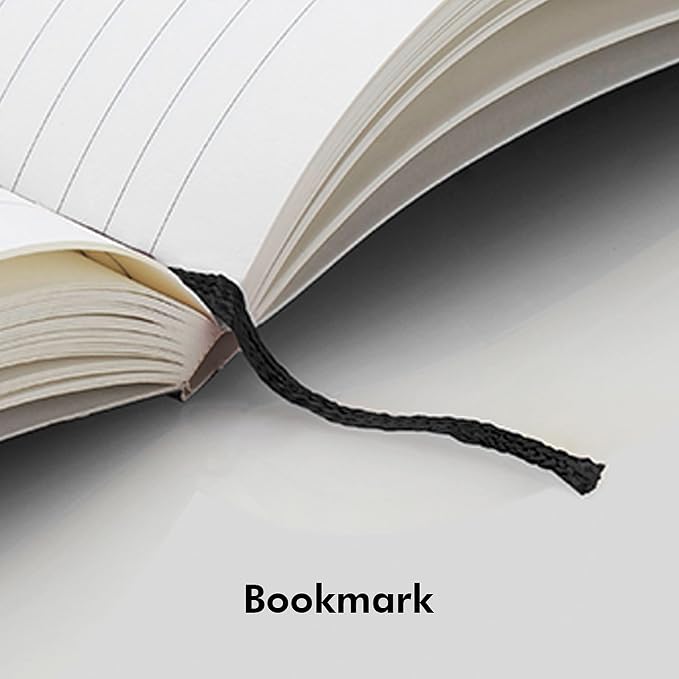 myPAPERCLIP Executive Series A5 Ruled Notebook | 192 Pages, 80 GSM, Soft Cover, A5 (5.83 x 8.27 in) | Flat Lay | Bookmark, Elastic Closure & Back Pocket | Black
