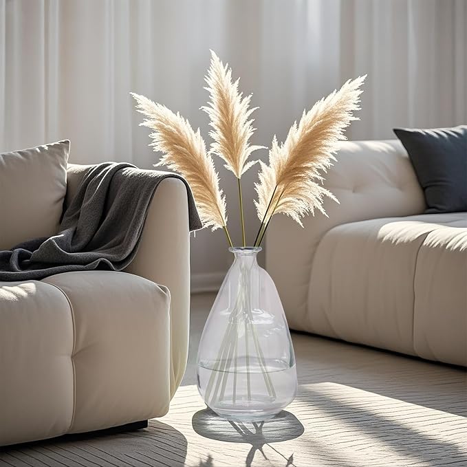 Clear Glass Vases for Centerpieces,2 Pack Tall Large Glass Vase Floor Vase,Irregular Bubble Balloon Glass Jug Vases for Pampas Grass