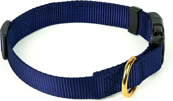 Country Brook Petz - Everyday Nylon Dog Collar and Leash - 10+ Cool Colors (3/4 Inch, Medium, Navy Blue)