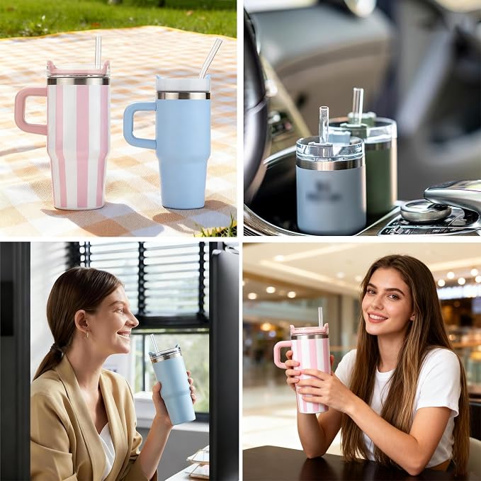 4 Pack Replacement Clear Straws for Stanley 20 oz 14oz Tumbler, 8.85 inch Reusable Plastic Straws for Yeti 30oz 25 oz 26 oz 20 oz Tumbler, Mason Jar 16oz Venti Cup with Brush, Made of Tritan
