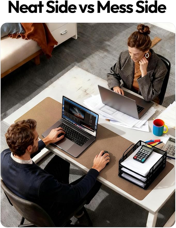 YSAGi Leather Desk Protector, Office Mat, Large Mouse Mat, Non-Slip PU Leather Blotter, Laptop Desk Mat, Waterproof Writing Pad for Office and Home(Shiny Bronze, 40" x 24")