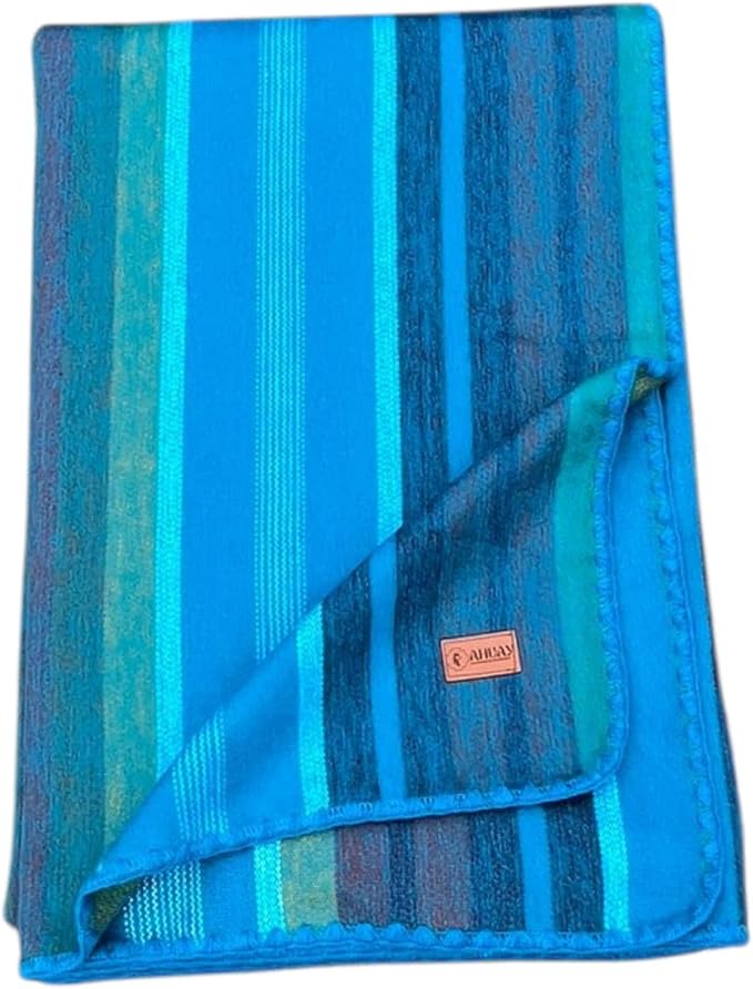 Alpaca Wool Throw Blanket 65 X 45 Inches | Large Warm Ultra-Soft Blanket | Hypoallergenic, Breathable, Non-Itchy Alpaca Wool Fabric | (Turquoise Blue
