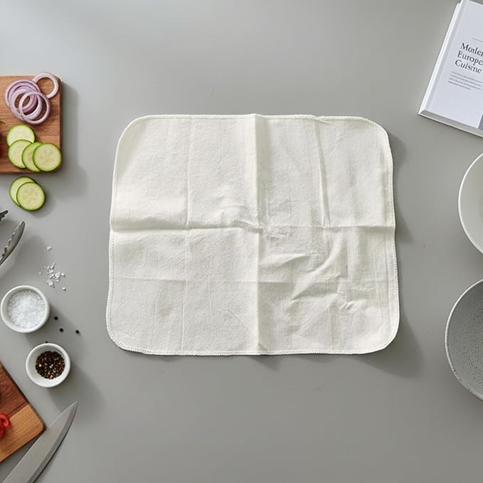 Flour Sack Shop Towels, Natural Cotton Cleaning Towels 14" x 12", Pack of 6 Reusable Absorbent Towels for Garage, Automotive, Workshop, Kitchen Cleaning, Polishing, Dusting & Multi-Purpose Use