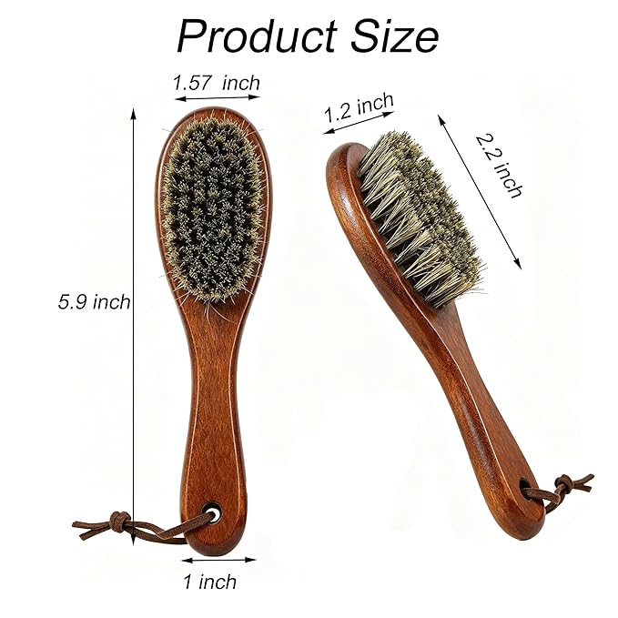 Boar Bristle Cat Hair Brush,Gentle Grooming Brush for Short Haired Cats, Kittens, Small Dogs, Rabbit, Furry Pets Soft Natural Bristles Pet Brush with Wooden Handle for Sensitive Skin