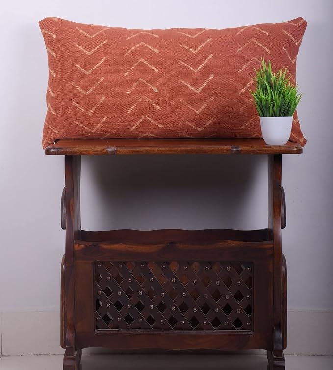 Trade Star 100% Cotton Lumbar Modern Rustic Sofa Decoration Cover Handloomed Cushion Cover Boho Pillow Cases Throw Pillow Cover (Rust Phoenix 12X24 INCHES)