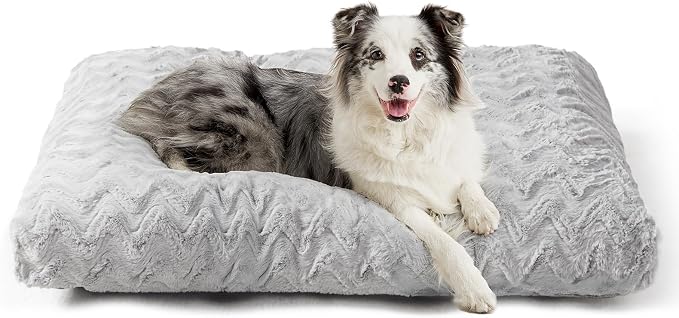 EHEYCIGA Washable Large Dog Bed for Crate 35x23 Inch, Kennel Pad for Dogs Up to 45 lbs, Plush and Comfy Pet Sleeping Mat, Grey