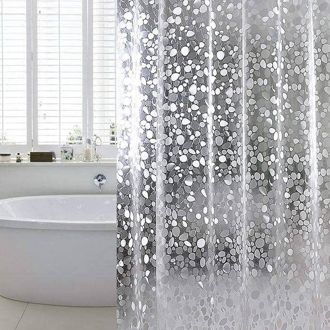 WELTRXE Extra Long Shower Curtain Liner, 72 x 84 Inch EVA Water Repellent Shower Curtain with 3 Magnets, Heavy Duty, No Smell, Chlorine Free Shower Liner for Shower Stall, Bathtubs, 12 Hooks