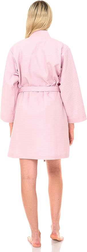 TowelSelections Womens Waffle Robe Kimono Spa Bathrobe Short Waffle Weave Bath Robe for Women XS to 3X