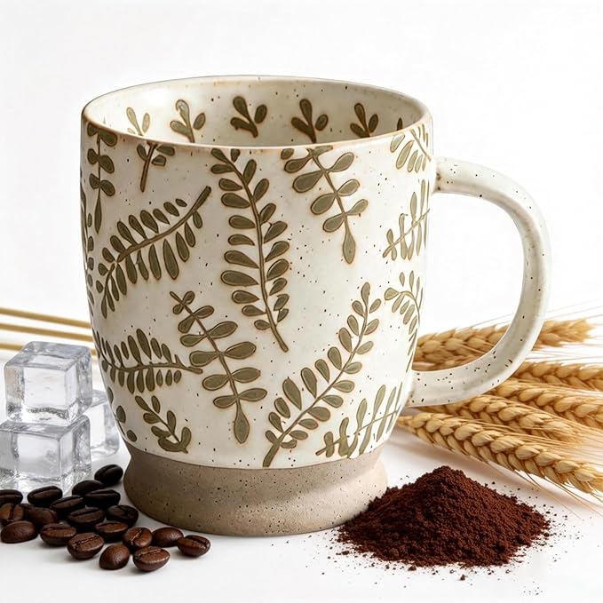 18 oz Coffee Mug Gift for Women Mom Her - Rustic Handmade Coffee Cup, Microwave & Dishwasher Safe Large Mug for Latte, Cocoa, Tea, Milk, Milkshake - Home Office Essential