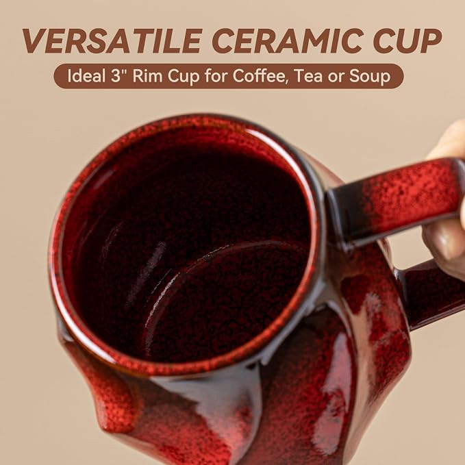 Autumn Ember Ceramic Coffee Mug - 17 oz Unique Reactive Glaze Coffee Cup with Ergonomic Large Handle, Ceramic Mug for Office Home, Birthday Gift for Men Women