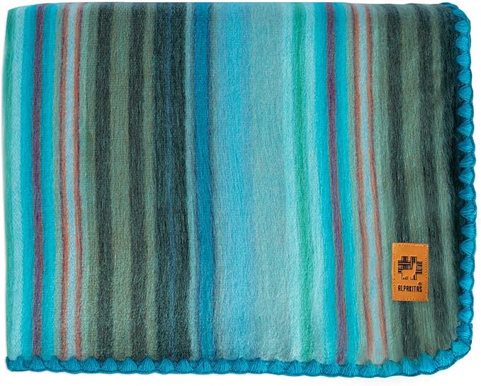 ALPAKITAS Alpaca Wool Blanket - Twin Size Bed Blanket - Alpaca Throw - Best Gift & Warm Throw, Lightweight, Couch or Camp- Outdoor - 75 x 38 Inches (Light Turquoise)