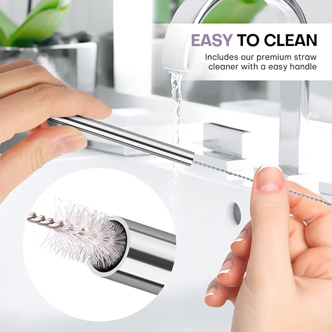 Roliwils 4 Pack Replacement Straws for Brumate Era 40oz Tumbler, Straw Kit with Cleaning Brushes | Reusable Stainless Steel Straw Set | Compatible With Brumate 40oz Tumblers