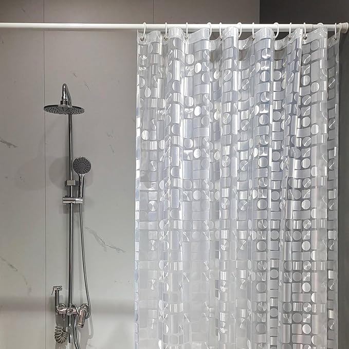 TIKABC Shower Curtain Liner, 4G PEVA Shower Liner, Plastic Peva Waterproof Shower Curtains, 72x72 inch with Grommet Holes 3 Magnetic Weights