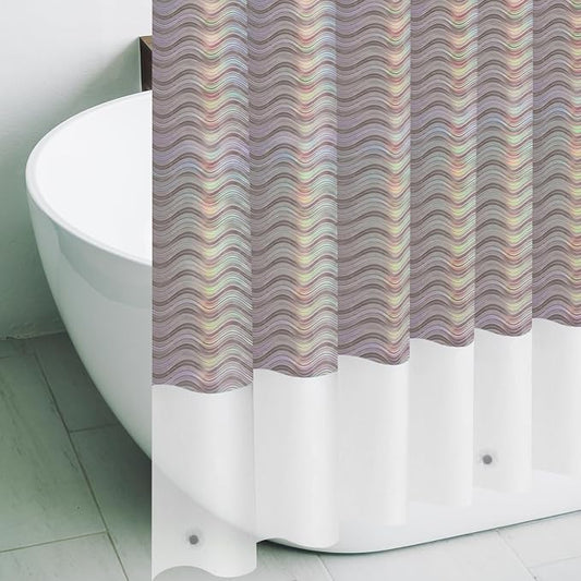 Holographic 3D EVA Shower Curtain Liner Wave, 72x72 Premium Clear Plastic Bathroom Shower Curtain with Rustproof Metal Grommets for Shower Stall, Bathtubs