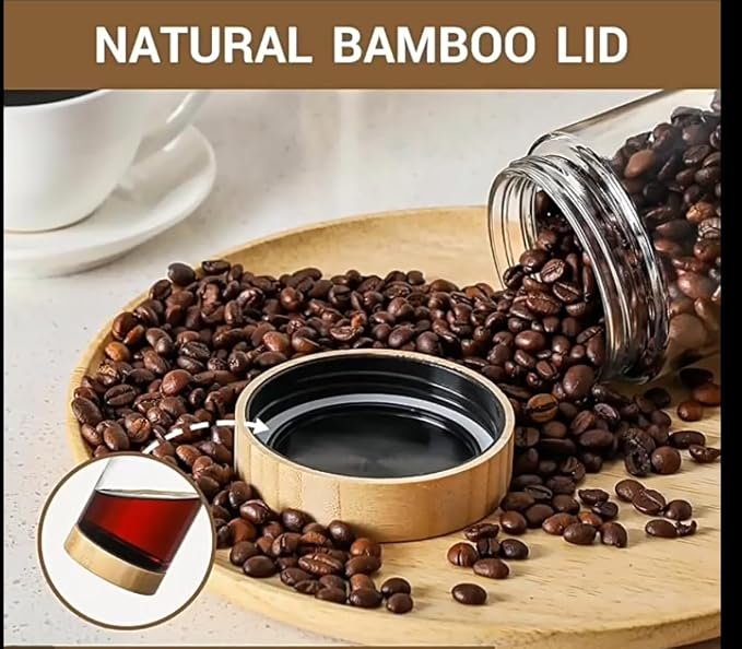 Glass Jars with Bamboo Lids Airtight
