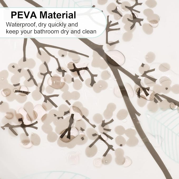 PEVA Shower Curtain, Water Repellent Premium Bathroom Shower Curtain with 3 Magnetic Weights for Shower Stall, Bathtubs