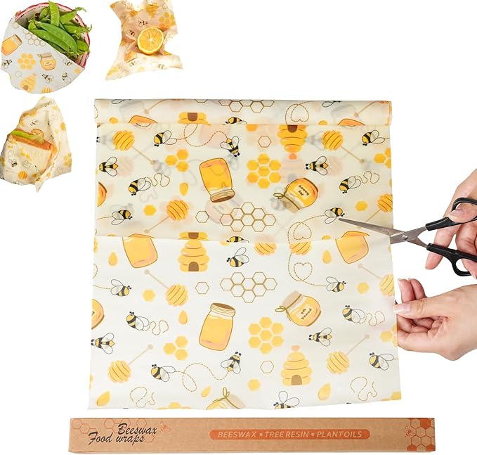 Beeswax Wrap ROLL (13" x 40") - Cut-to-Size Reusable Food Wraps, DIY Customizable Beeswax Food Wrap for Bread, Sandwiches & Bowls, Eco Friendly Sustainable Zero Waste Plastic Free Storage
