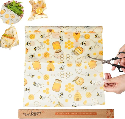Beeswax Wrap ROLL (13" x 40") - Cut-to-Size Reusable Food Wraps, DIY Customizable Beeswax Food Wrap for Bread, Sandwiches & Bowls, Eco Friendly Sustainable Zero Waste Plastic Free Storage