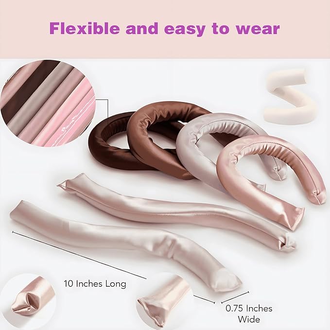 Heatless Curling Rod - Heatless Hair Curler for Overnight Curls, Soft Hair Curlers to Sleep In, Heatless Curlers for Women, No Heat Curls (6Pcs +1 Pcs chin strap) (Sunset Tie Dye, 10IN)