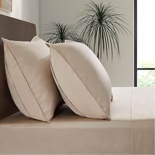 Luxury Bamboo Market | King Envelope Pillowcase Set | 100% Viscose Made from Bamboo | Organically Grown | Ultra Soft | Cooling | 2pcs [Dune]