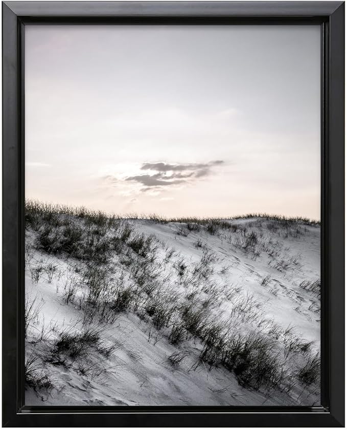 Monem Art Snowy Sand Dunes Landscape Print - Minimalist Winter Nature Poster - Wall Decor for Living Room, Bedroom or Office - 24x32 Black Framed CANVAS Wall Art by Mareike Bohmer