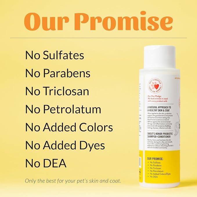 Skout's Honor Probiotic Dog Shampoo & Conditioner with Avocado Oil & Omega-3s, 97% Natural, Paraben & Sulfate-Free, Cruelty-Free, 16oz, Honeysuckle 2-Pack