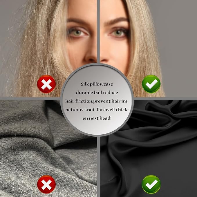 Silk Body Pillowcase Mulberry Silk Pillowcase Body Pillow Cases with Zipper Soft Breathable Smooth Cooling 20x54 inches Body Pillow Pillowcase for Sleep (Black,20"X 54",1Pcs)