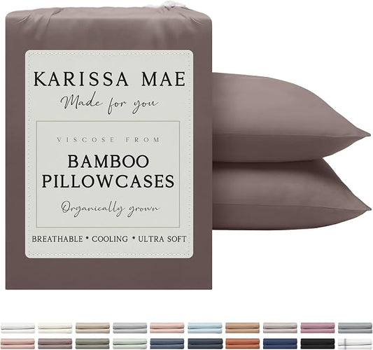 KARISSA MAE Pure Viscose from Bamboo King Size Pillowcase Set | 100% FSC Certified | Luxuriously Soft | Cooling | [Mocha]