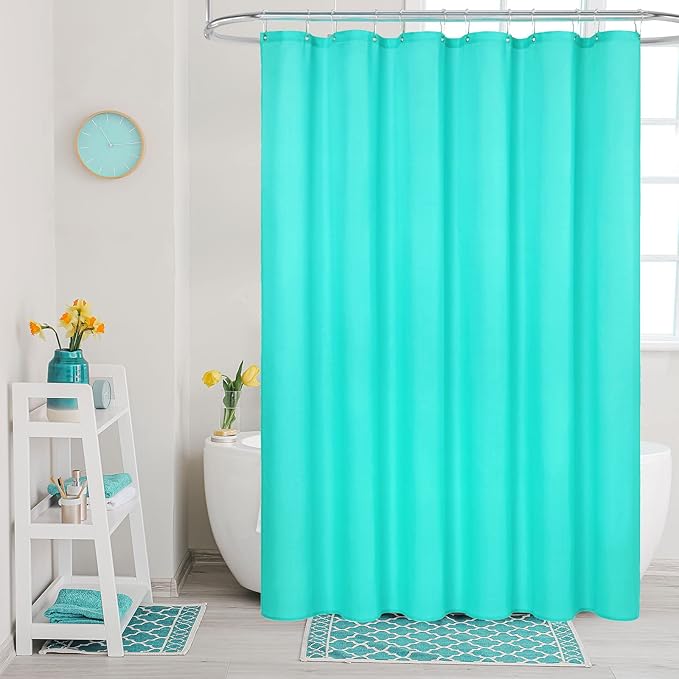 MitoVilla Teal Blue Fabric Shower Curtain Liner, Turquoise Shower Curtain or Liner for Modern Bathroom Decor, Waterproof Cloth & Hotel Quality, 72" W x 72" H