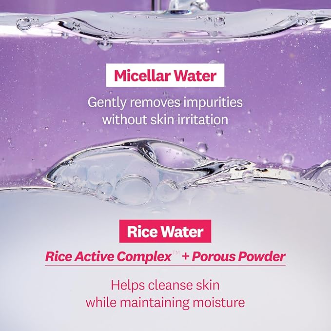 The Face Shop Rice Water Bright Micellar Water, Hydrating Face Cleanser and Makeup Remover, with Rice Active Complex™, Gentle for Sensitive Skin, 16.9 fl. oz