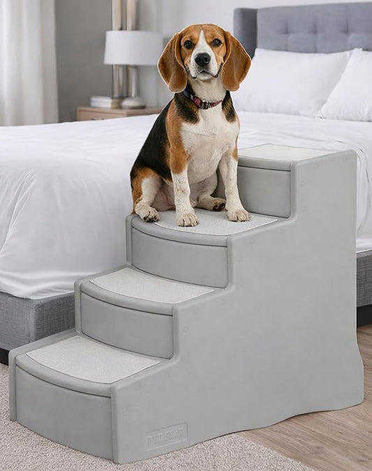 Pet Gear Pet Step IV Pet Stairs, Sea Salt | 4 Step, For Cats/Dogs, Removable Washable Carpet Treads, Supports 150 Pounds, No Tools Required