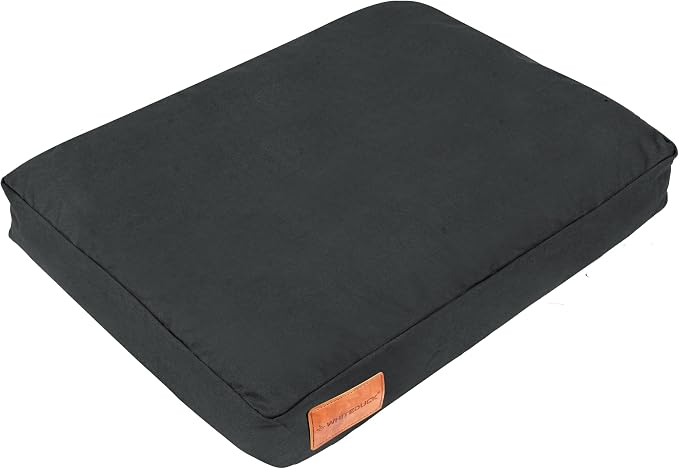 WHITEDUCK Outdoor Dog Bed Heavy-Duty 12oz Canvas, Water-Repellent Cotton, Machine Washable Removable Cover with Full-Length Zipper, Dog Bed for Large Dogs & Crate, (Black) 35" Lx20 Wx4.3 th (M)