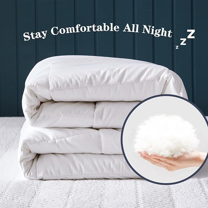 Simple&Opulence Down Alternative Comforter, Twin Size Duvet Insert with 100% Cotton Cover, Ultra-Soft Microfiber Quilted All Season Breathable Cooling Bed Comforter (Twin, White)