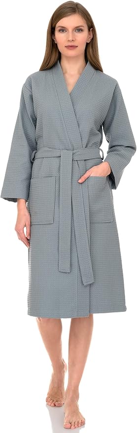 TowelSelections Women's Waffle Bathrobe 100% Cotton Soft Kimono Spa Bath Robe