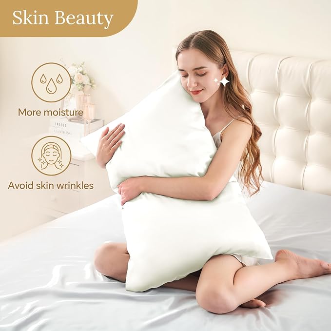 INFIIXSO Mulberry Silk Pillow Case King Size, Silk Pillowcase with Hidden Zipper 20"x36", Extraordinary Smooth and Soft Pillow Cases for Hair and Skin(Cream, 1 Pack)