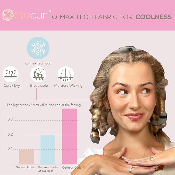 Octocurl No Headband Heatless Hair Curler – Soft Octopus Curling Wrap for Overnight Curls, Spiral, Loose, Beach Waves, Damage-Free Styling for Long Hair (QMax - Mauve)