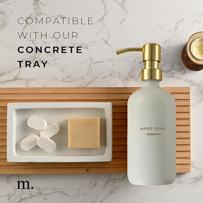 MaisoNovo Soap Dispenser 1-Piece Set | 16.9oz White Bottles with Gold Stainless Steel Pump Core