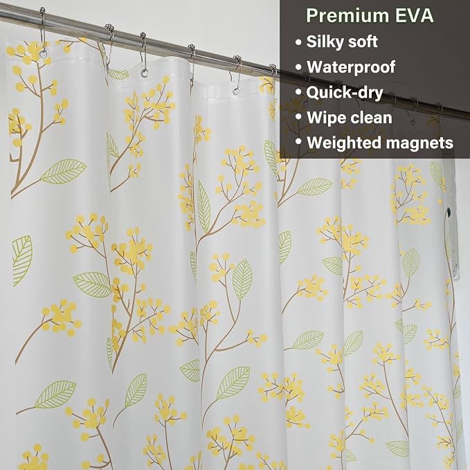 Plastic Shower Liner - Premium EVA 6G Shower Curtain Liner with Rustproof Grommets and 3 Weighted Magnets, Waterproof Shower Curtains for Bathroom (Holly Tree, 72" x 72")