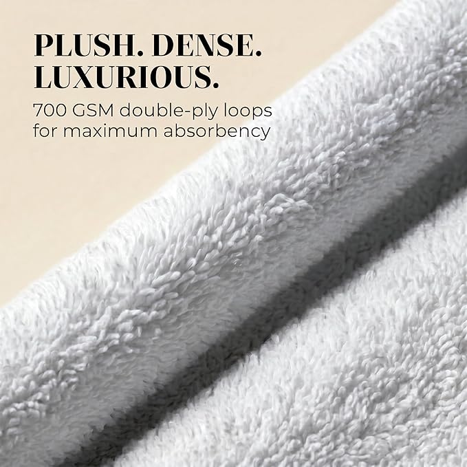 TOWELTIQUE- Organic Cotton Luxury Bath Towels Pack of 4 GOTS & Oeko- TEX Certified | Premium Soft, Absorbent & Quick-Drying Towels for Bathroom, Gym, Spa & Hotel Use – Light Gray