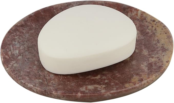 Ajuny Self Draining Soap Dish with Drain Durable Waterfall Stone Soap Tray Holder Soap Saver for Shower, Bathroom, Kitchen, Bathtub Easy Clean - Brown