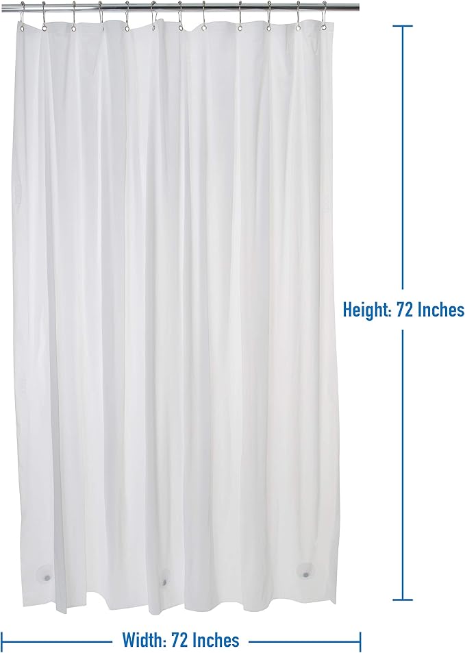 Bath Bliss 2 Pack PVC Heavy Weight Shower Curtain Liner | 4G | 70" x 72" |Rust Resistant Copper Grommets | Magnetic Hem | White