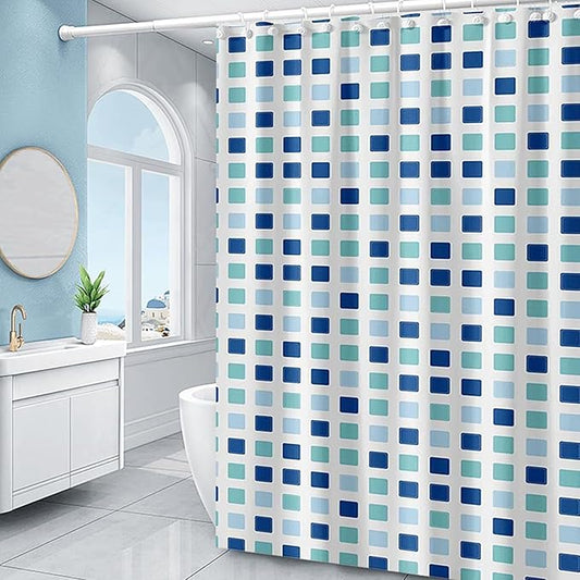 TIKABC Shower Curtain Liner, 4G PEVA Shower Liner, Plastic Waterproof Shower Curtains, 72x72 inch with Grommet Holes 3 Magnetic Weights