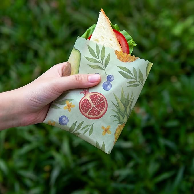 Reusable Beeswax Wrap, 9 Pack Eco-Friendly Wraps For Food, Organic, Sustainable, Biodegradable, Zero Waste, Plastic-Free Food Storage, 1XL, 3M, 5S (Mixed Fruit, Pineapple, Floral)