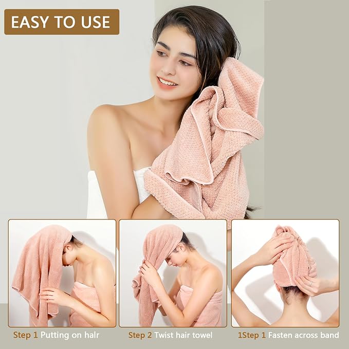 Microfiber Hair Towel Quick Dry Hair Towel Hair Drying Towels Suitable for All Kinds of Hair Ultra Absorbent Long and Thick Hair 20X40inch Green (1pcs)