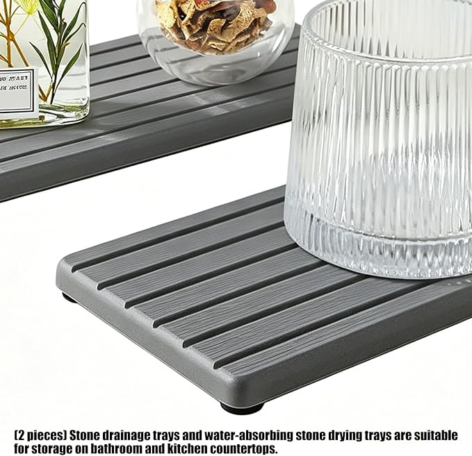 Multipurpose Diatomite Tray for Cosmetics Sponge Soap Dishes Quick Dry Stone Plate Space Saving Organizers Water Absorption Stone Tray