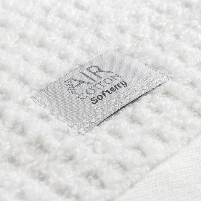 Softerry Waffle Bath Towel Set - 100% Soft Cotton - Plush and Extra Absorbent - Luxury Hotel & Spa Quality - Fade Resistant - Eco-Friendly (White, Set of 8 Towels)