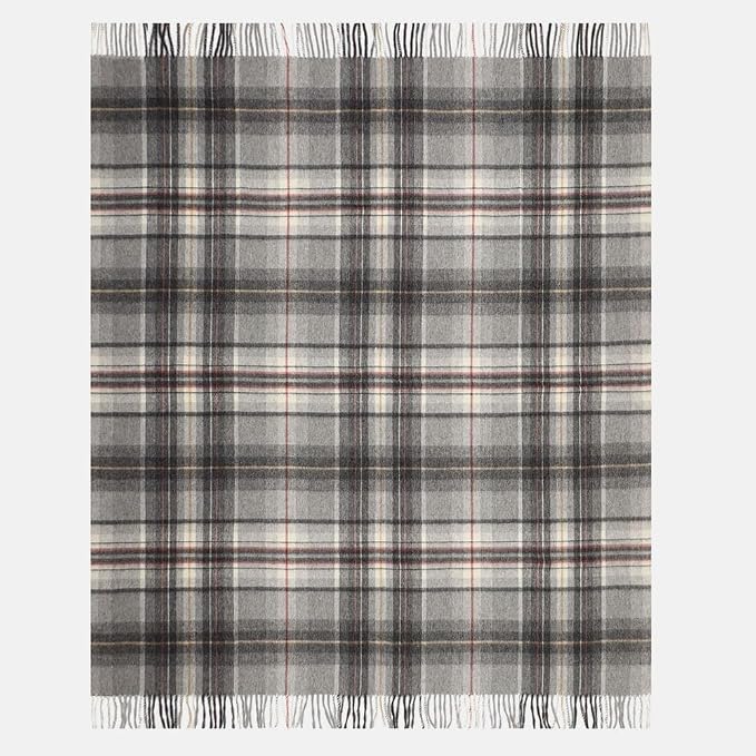 Superfine Alpaca Wool Throw Blanket - Lightweight Alpaca Merino Wool Throw Blankets | Soft Peruvian Alpaca Blanket Wool Blanket Scottish Design 72" x 60" (Gray/Soft Gray/Ivory)