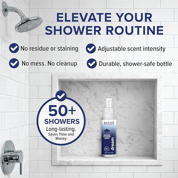 MOXĒ Shower Steamer Spray Dream Essential Oil Shower Spray – Relaxing Aromatherapy Mist for Home Spa Experience – Pure Plant Based Fragrance for Daily Routine – 1 Pack, 2oz